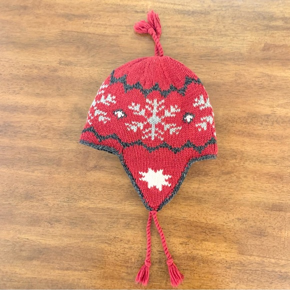 Eddie Bauer Wool Blend Winter Hat With Tassels Snowflake Print - Picture 4 of 6